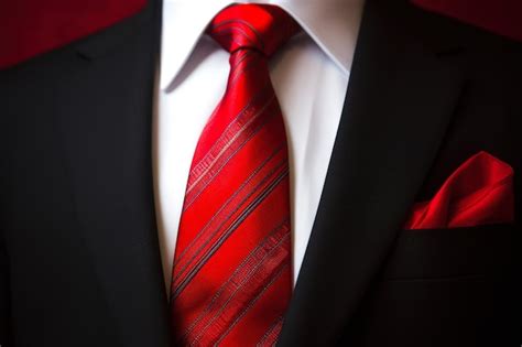 homem de terno preto e gravata vermelha